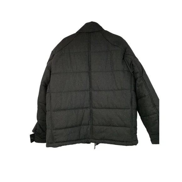Coogi Mens Charcoal Black Wool Puffer Jacket Quilt Bomber 2XL 8757 Snap